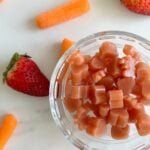 Tasty veggie fruit snacks in a clear bowl