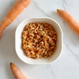 Healthy spaghetti-o's with carrot