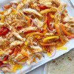 sheet pan fajitas on a sheet pan