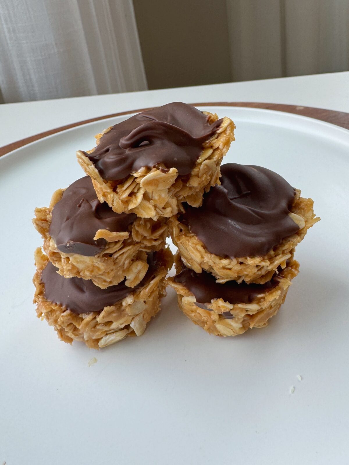 A stack of easy Peanut butter oat bites for toddlers